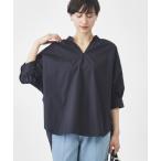 ショッピングショップ シャツ ブラウス レディース 「魅せる体型カバー服」6分袖バックデザインシャツ/洗える