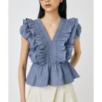 シャツ ブラウス レディース SHOULDER FRILL ブラウス BLU