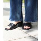 サンダル キルティング太ヒールサンダル レディース