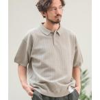 ポロシャツ メンズ mhs2188-Openwork Geometric Pattern Knit Polo Shirts ニットポロシャツ