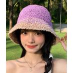 帽子 ハット バイカラーストローハット レディース