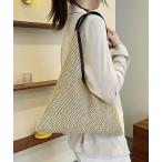 トートバッグ ストロー風素材三角型バッグ レディース