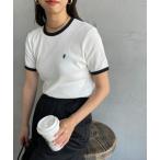 ショッピングジムフレックス tシャツ Tシャツ レディース 「GYMPHLEX/ジムフレックス」 ワンポイントロゴ刺繍 リンガーTシャツ