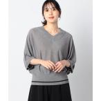 ニット セーター ライン入りVネックサマーニット レディース