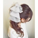 ヘアクリップ オーガンジービッグリボンバナナクリップ