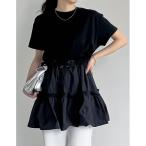 tシャツ タフタチュニックティアードTシャツ レディース