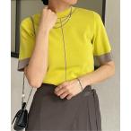 ニット セーター 袖先配色5分袖ニットプルオーバー レディース