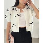 カーディガン リボンいっぱいニットカーディガン レディース