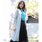 カーディガン 「洗える」ボタン付きロングリブカーディガン レディース