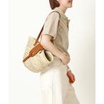 ショッピングカゴバッグ レディース バッグ カゴバッグ KECH LeS ESSENTIELS  RAFFIA LEATHER FLAP SMALL