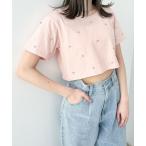 tシャツ Tシャツ ビジュークロップドTEE　121895 レディース