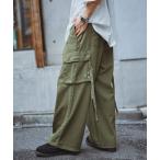 カーゴパンツ 「REmastered」フラワー刺繍/ミリタリーワイドパラシュートカーゴパンツ メンズ