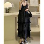 ワンピース フリルティアードキャミワンピース