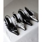 パンプス レディース 「 ２color 」メタリックリボンバレエコアミュール ／ metallic ribbon ballet core mules