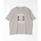 ショッピング半袖トップス プリント ロゴ tシャツ Tシャツ レディース 「ペコちゃん/PEKO」天竺クルーネック半袖プリント ワイド型Ｔシャツ