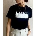 tシャツ ヴィンテージロゴ消し半袖メタリック箔プリントTシャツ レディース