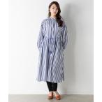 ワンピース ラグランスリーブとセットインスリーブを組み合わせたような独特な切り替えで、ストライプ柄を活かした遊び心のあるシャツワンピース