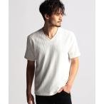 tシャツ 「24年モデル EC限定再販売」ブリスターチェックVネック半袖プルオーバー メンズ