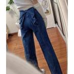 ジーンズ デニム デニムパンツ BACKリボン ハイウエストデニムワイドパンツ レディース