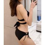 水着 フロントクロス バックリボン ホルターネックビキニ 水着 レディース