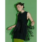 ニット セーター FRINGE LAYERED SLEEVELESS KT / フリンジレイヤードスリーブレスニット レディース