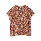 ブラウス シャツ レーヨンローンプリント バタフライスリーブブラウス レディース