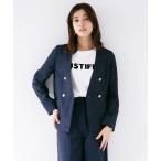 スーツ 「暑い季節も快適リネン調シリーズ」洗濯機で洗える!麻調メランジ・ダブルジャケット レディース