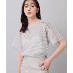 ブラウス シャツ 「ゆったりシルエット/柄ブラウス」パイピングデザイン シアーボーダーブラウス レディース