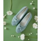 パンプス 「小倉優子さん着用」リボンニットフラットパンプス