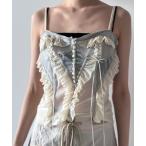 キャミソール 「シアー」フリルベージュキャミ