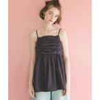 キャミソール バックリボンギャザーキャミチュニック レディース
