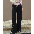 ショッピングネイビー パンツ レディース Side Line Pique Knitting Wide Pants/サイドラインカノコワイドパンツ「MAISON SPECIA