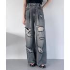 ジーンズ デニム デニムパンツ ハイウエストダメージデニムパンツ　119104 レディース