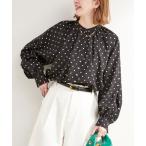 ブラウス シャツ 「追加」ドットスタンドカラーブラウス レディース
