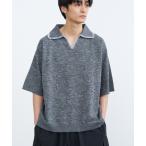 ショッピング半袖シャツ ポロシャツ メンズ Stitched knit polo shirt / ステッチニットポロシャツ
