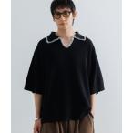 ショッピングポロ ポロシャツ メンズ Stitched knit polo shirt / ステッチニットポロシャツ