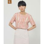 tシャツ 「L」「ウォッシャブル」ウェーブゼブラプリントプルオーバーカットソー レディース