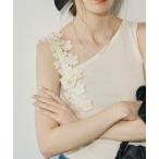 タンクトップ フラワーレースアシメタンク レディース