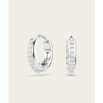 ピアス 「公式」「スワロフスキー」Matrix フープピアス ラウンドカット， ホワイト， ロジウム・プレーティング レディース メンズ