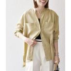 ブラウス シャツ 「WEB限定」SHIPS any_「洗濯機可能」リネン ミックス スタンドカラー ポケット シャツ レディース