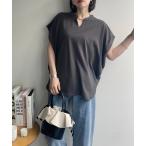 tシャツ キーネックデザインプルオーバー レディース
