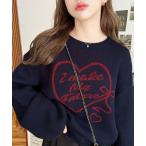 ショッピングハート ニット セーター 6G ハートロゴジャガードニットプルオーバー レディース