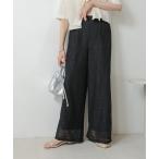 パンツ ブロックレースストレートパンツ レディース