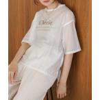 tシャツ 刺繍ロゴシアーブラウスTシャツ レディース