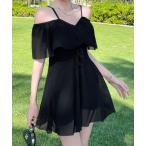 水着 オフショルダー スカートキャミソールワンピース 水着 レディース