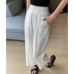 パンツ 刺繍レースセミワイドパンツ レディース