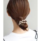 ヘアゴム パール×ビーズ編み込みヘアゴム