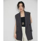 ベスト リネンテーラードジレ レディース
