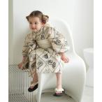 浴衣 キッズ浴衣3点セット ニコアンティーク ダイヤベージュにブロカント キッズ 子供 女の子