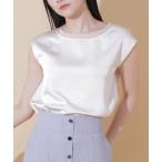 ブラウス シャツ シアートリムサテンブラウス レディース